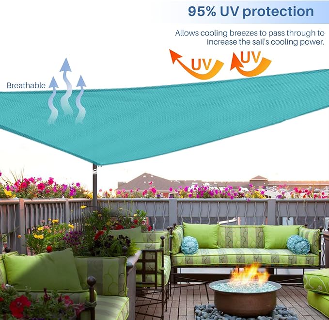 E&K Sunrise 2' x 2' x 2' Sun Shade Sail Triangle Canopy Shade Cover UV Block - Image 5