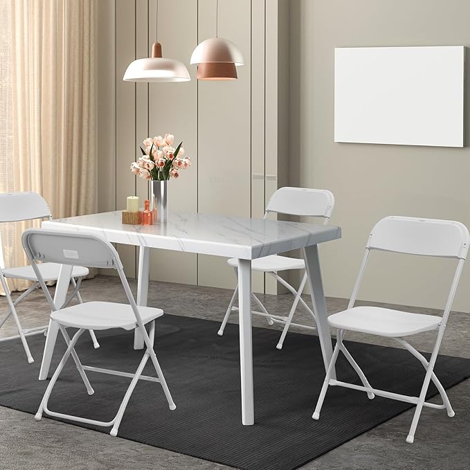 VINGLI 12 Pack White Plastic Folding Chair, Indoor Outdoor Portable Stackable - Image 2