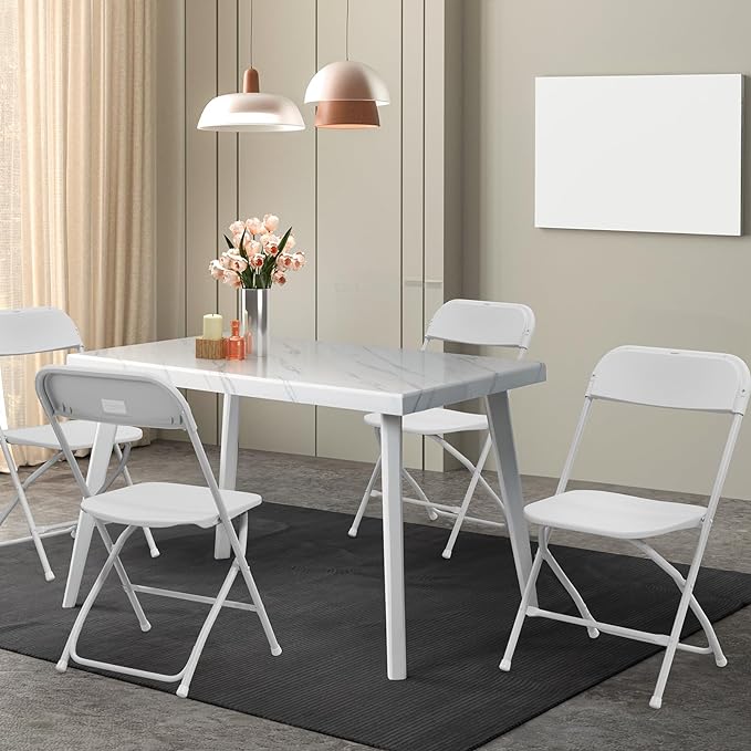 VINGLI 4 Pack White Plastic Folding Chair, Indoor Outdoor Portable Stackable - Image 2