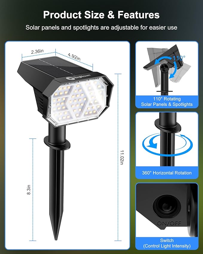 Brightown 4Pack Solar Spot Lights Outdoor - Image 7