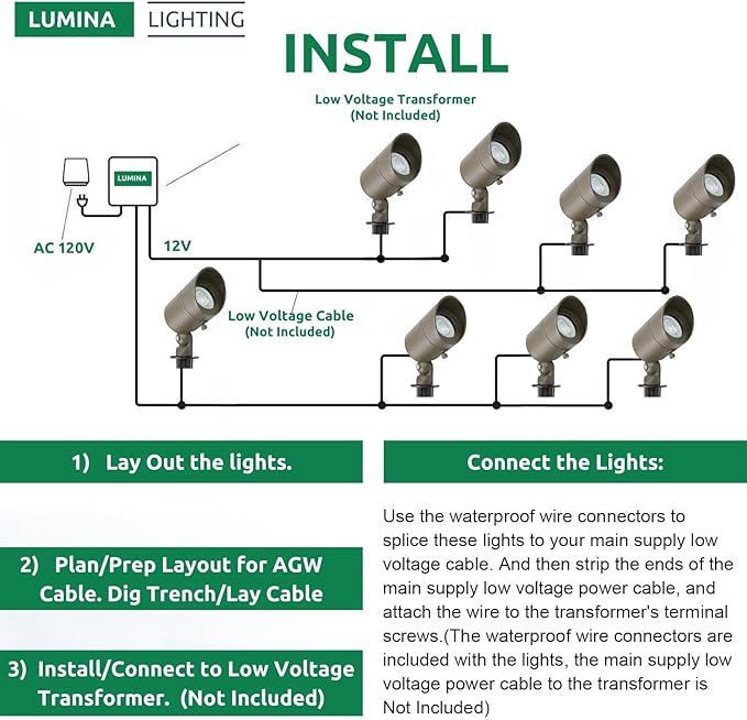Lumina Lighting® 4W Landscape Lighting 12V Landscape Lights Low Voltage - Image 4