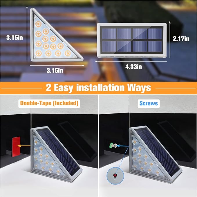 VOLISUN Solar Stair Lights 24 Pack, Solar Step Lights Outdoor Waterproof IP67 - Image 6