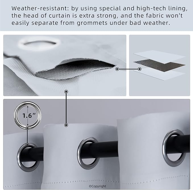 Outdoor Indoor Curtains W52 x L108 - Image 3