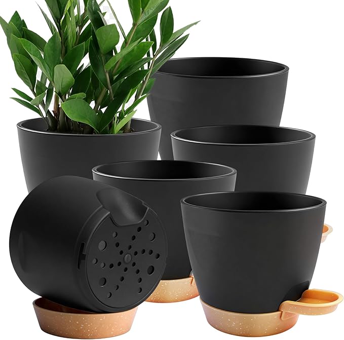 6-Pack Plant Pots with Drainage 5 Inch, Self Watering Pots by Unknown
