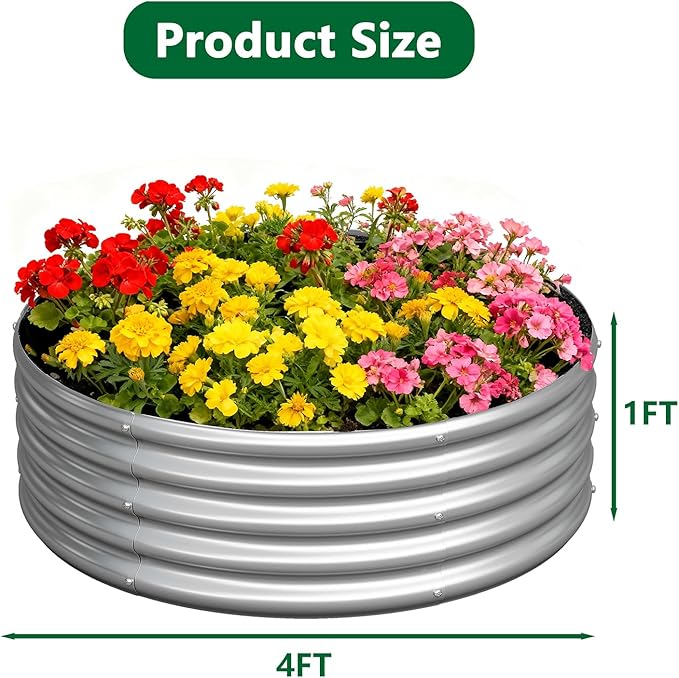 zizin 2 Pack Galvanized Raised Garden Bed Metal Round Raised Garden Beds - Image 2