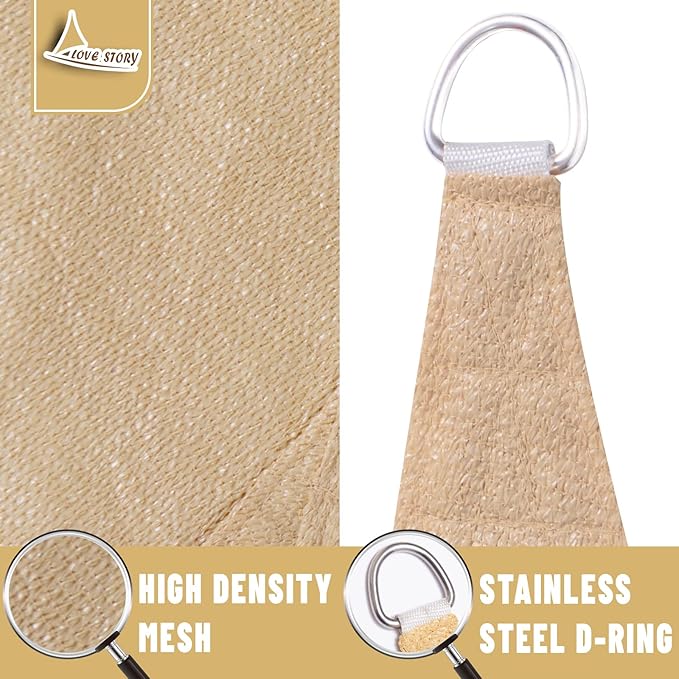 LOVE STORY Custom Size 6'x7'x9.2' Sand Sun Shade Sail Right Triangle Sunshade - Image 5