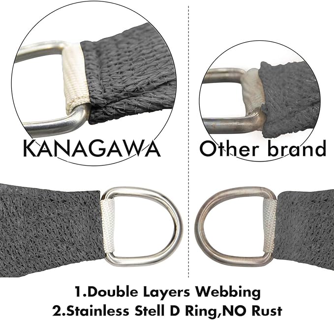 KANAGAWA 8'X8' Dark Gray Custom Size Sun Shade Sail Square UV Block Canopy Cover - Image 5