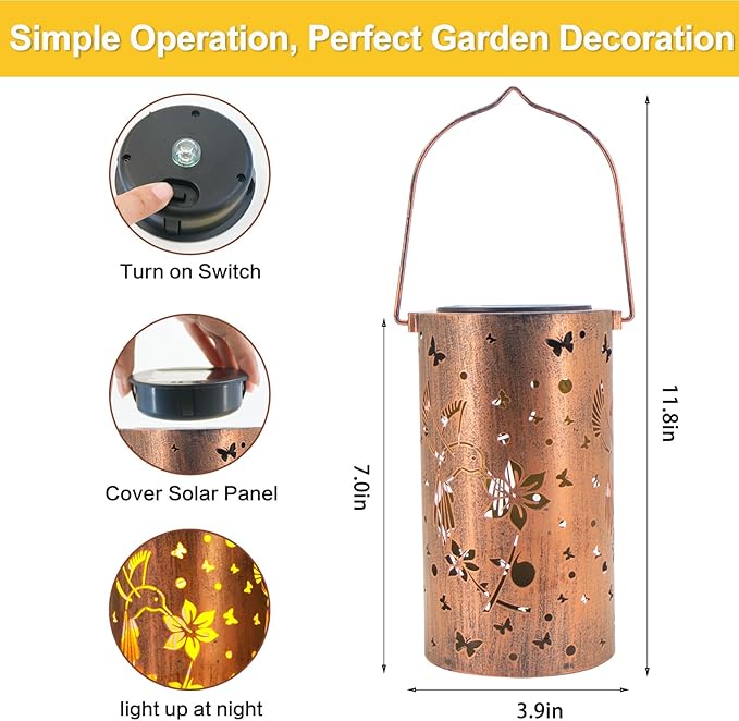 4 Pack Solar Lanterns Outdoor Waterproof Hummingbirds Birthday Gifts - Image 5
