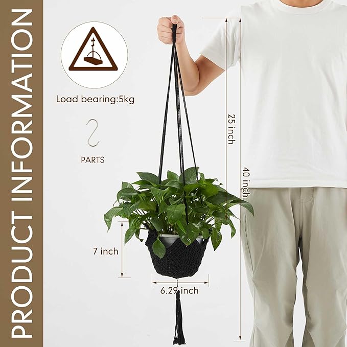 Shappy 1 Pack Jute Crochet Long Plant Hanger - Image 2
