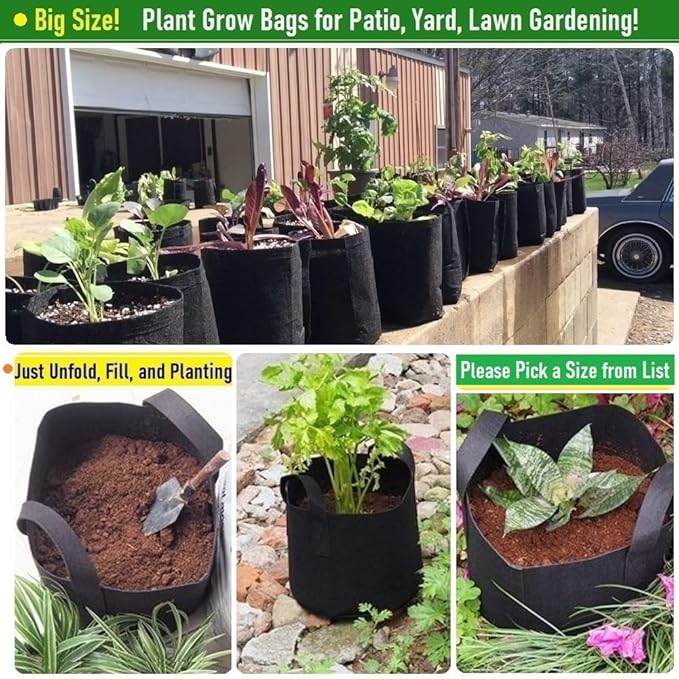 3-Pack 30 Gallon Thickened Plant Grow Bags Large Heavy Duty Garden Bag Fabric - Image 3
