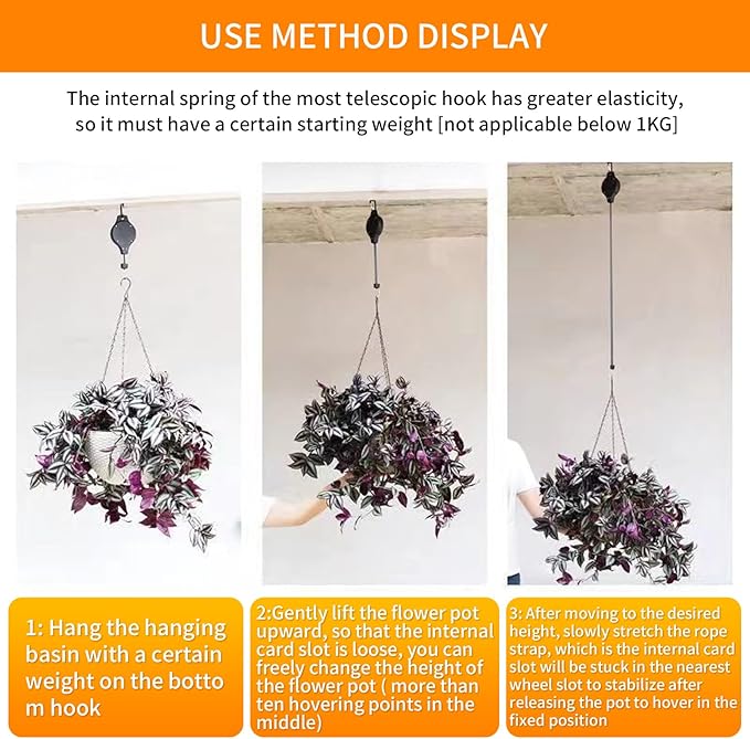 6PCS Adjustable Retractable Plant Pulley Hangers - Image 3