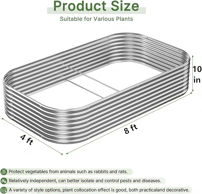 3 PCS 8x4ft Galvanized Raised Garden Bed Outdoor, Metal Garden Bed - Image 2