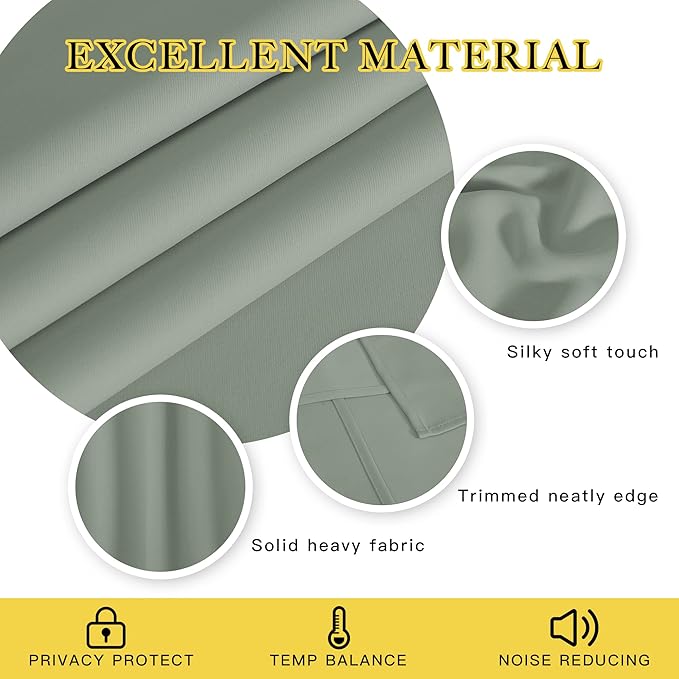 NICETOWN Blackout Sage Green Curtain & Drape - Image 5