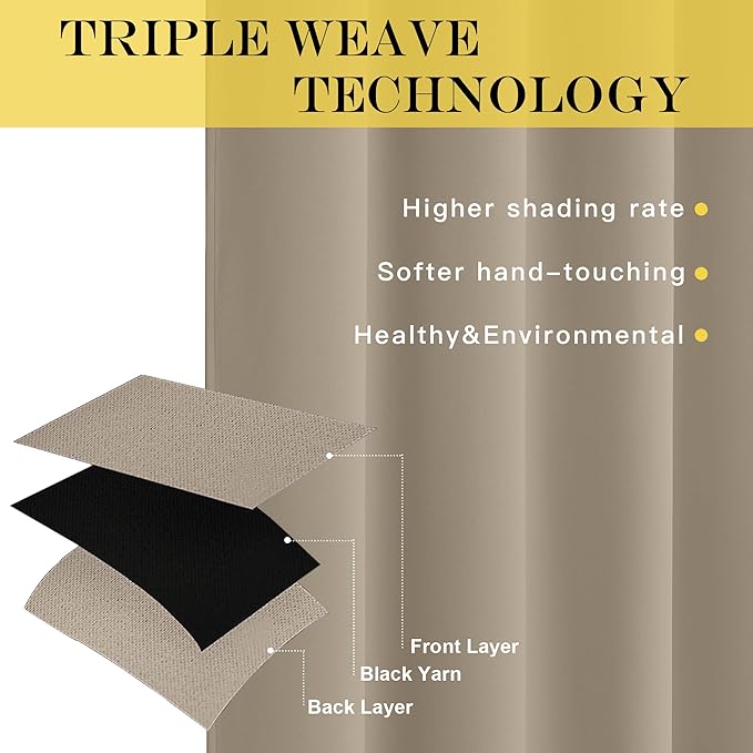 NICETOWN Blackout Patio Curtains 100 x 144 Inches Long - Image 3