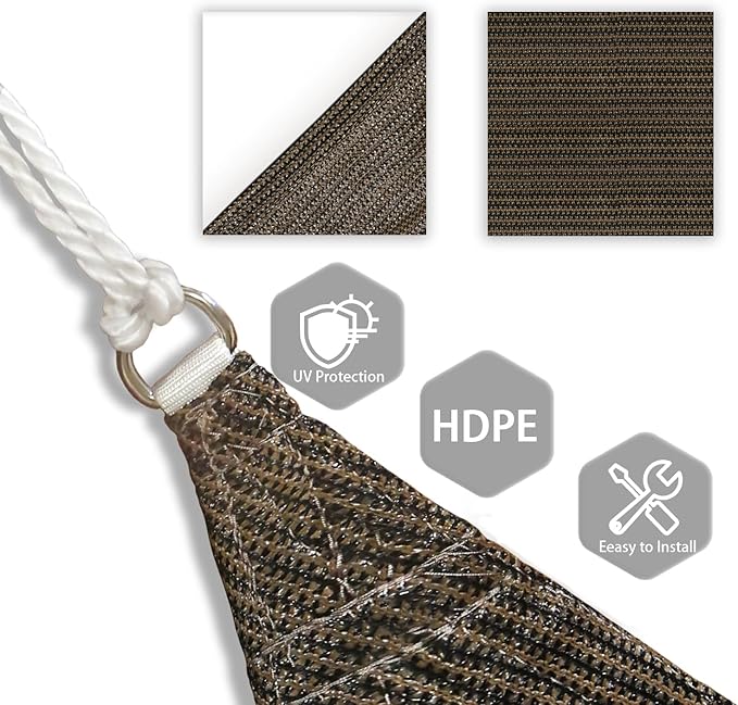 Patio Paradise 11' x 11' x 10'10" Sun Shade Sail Triangle Canopy, Permeable - Image 3