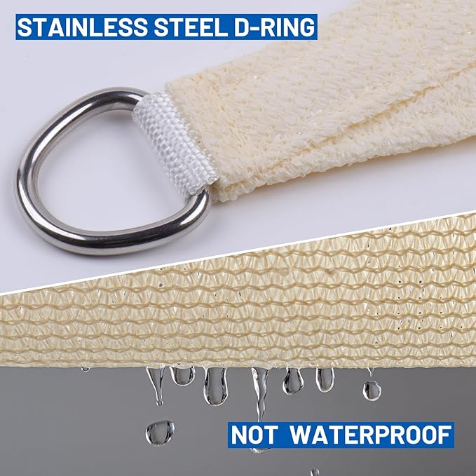 SUNLAX Sun Shade Sail 13' x 14' Butter Cream Rectangle Canopy Sail Shade Cover - Image 6