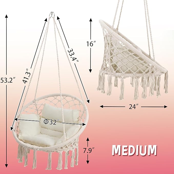 Macrame Hammock Hanging Swinging Chair - Image 6