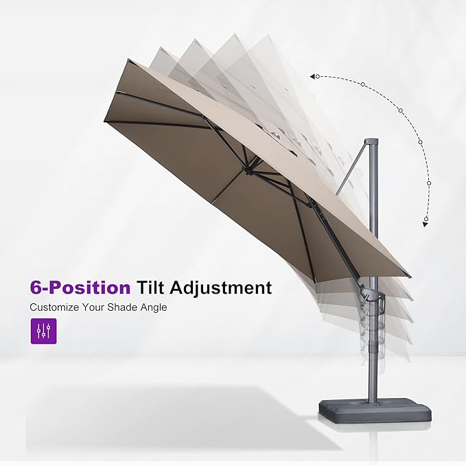 PURPLE LEAF Patio Umbrella 8' X 8' Rectangle Cantilever Umbrella Large Aluminum - Image 6