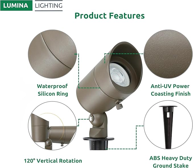 Lumina Lighting® 5W Landscape Lighting 12V Landscape Lights Low Voltage - Image 5