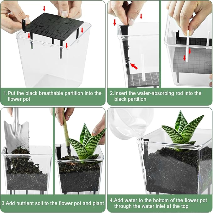 Self Watering Pots Set, 3 Pack 5 Inch - Image 9