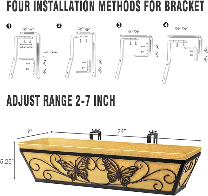 2 Pack 24 Inch Window Boxes Planter Railing Planters Box - Image 5