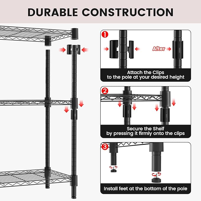 Xcity Storage Shelves, 5 Tier Heavy Duty Metal Shelving Unit, 2000 LBS Capacity - Image 6
