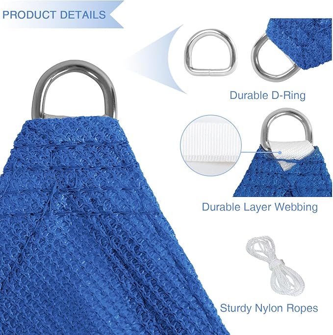 E&K Sunrise 27' x 27' x 27' Sun Shade Sail Triangle Canopy Shade Cover UV Block - Image 4