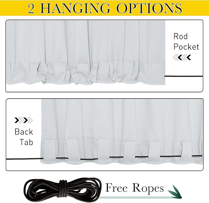 NICETOWN 2 Panels Outdoor Curtains Waterproof 90 inch Long - Image 3