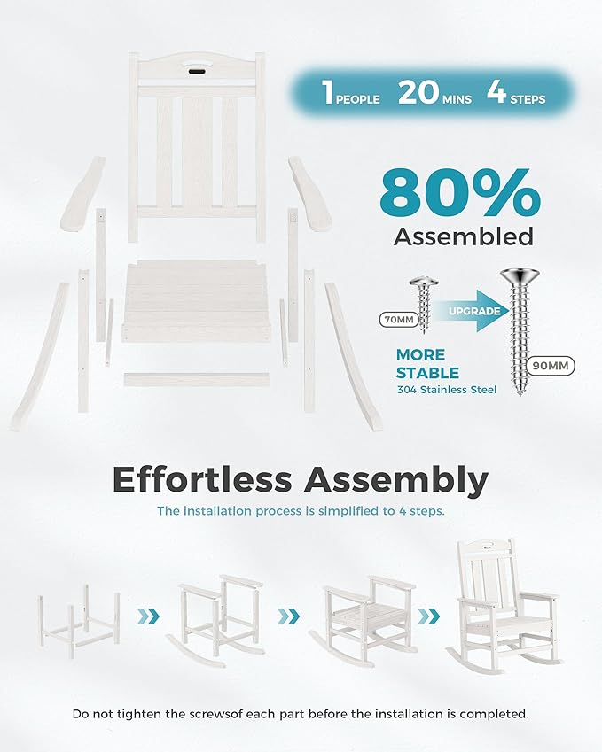 Ciokea Oversized Outdoor Rocking Chair, 380lbs Heavy-Duty Large Patio Rocker - Image 9