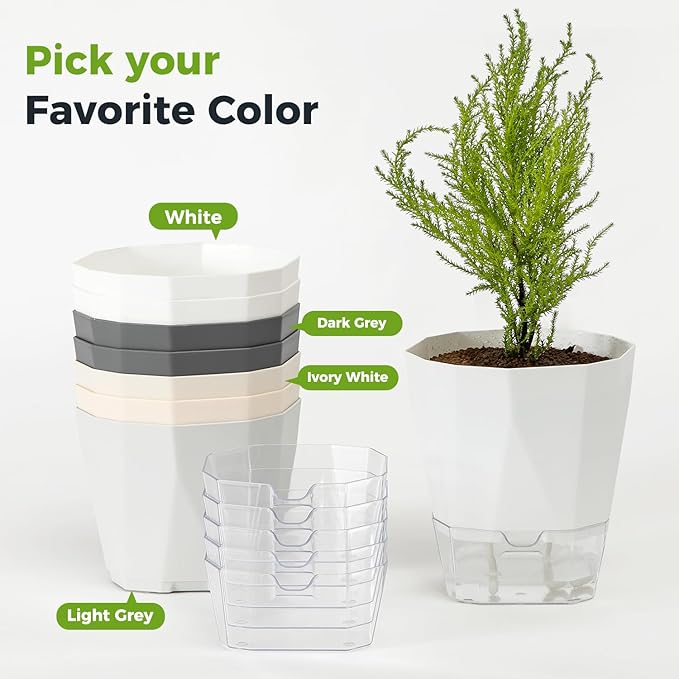 5 Pack Self Watering Pots for Indoor Plants, 6.7 Inches Self Watering Planters - Image 8