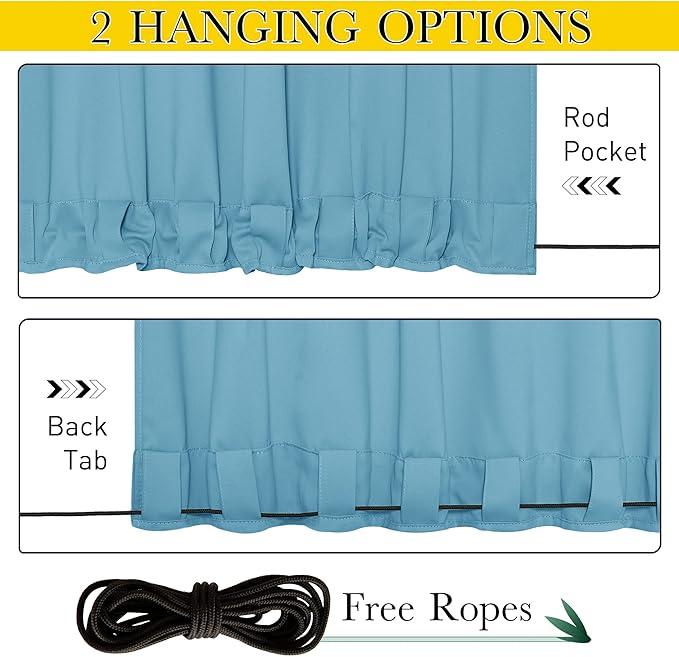 NICETOWN 2 Panels Weighted Blackout Outdoor Curtains - Image 5