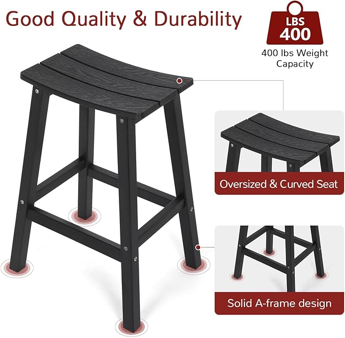 Stoog All-Weather Bar Stools Set of 4, Low Maintenance, - Image 5