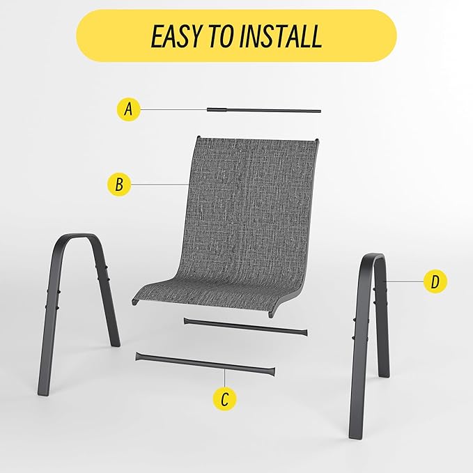 Betterhood Patio Chairs Set of 2, Stackable Outdoor Dining Chairs Set - Image 7