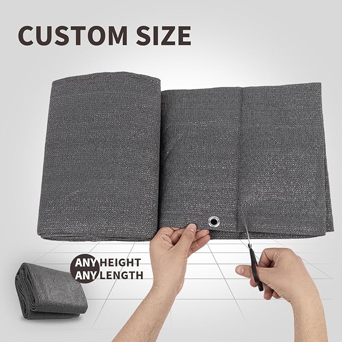LOVE STORY Custom Size 3'x10' Dark Grey Balcony Privacy Screen, UV Block - Image 2