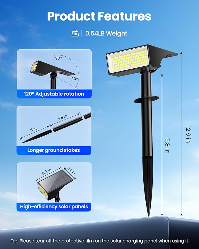 Koicaxy Solar Lights Outdoor Waterproof 4 Pack IP65, 100 LEDs 4 Light Modes - Image 5
