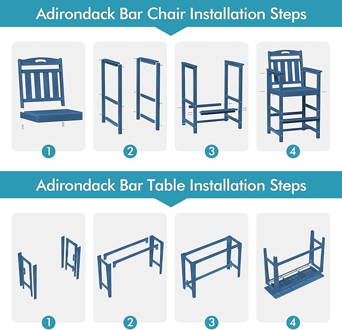 Ciokea Outdoor Bar Height Table Set of 5, Heavy-Duty All-Weather HDPE Patio Bar - Image 3