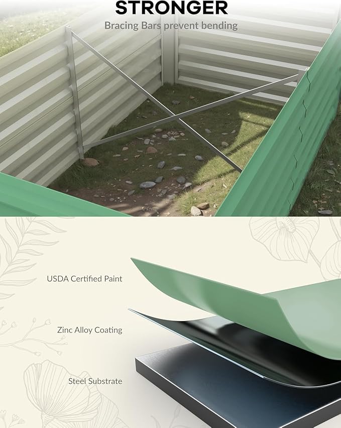 Garvee 8x4x2ft Galvanized Raised Garden Bed Outdoor, Rust-Resistant Raised - Image 3