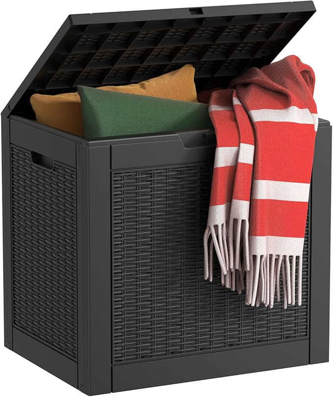 EasyUp 34 Gallon Resin Deck Box Waterproof, UV Resistant Outdoor Storage Box by EASYUP