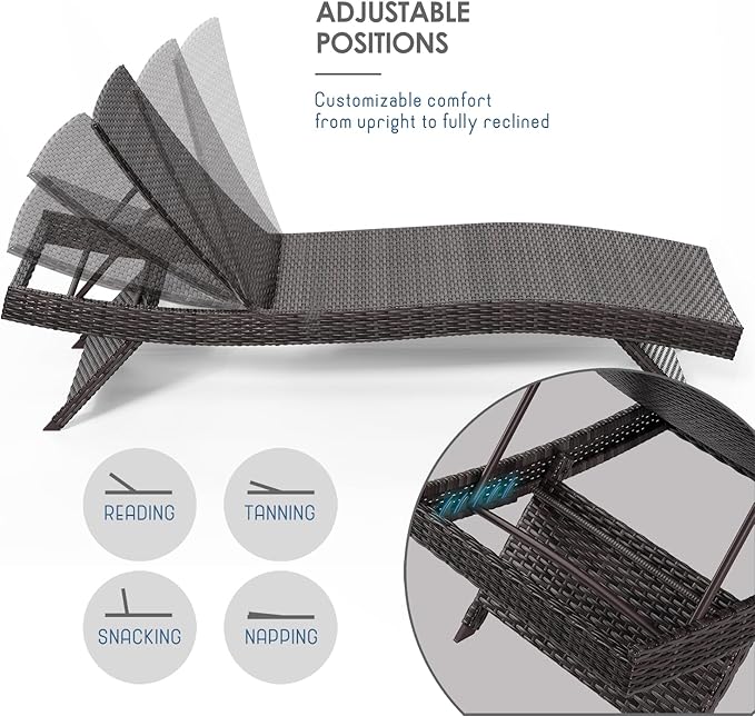 Nestl Chaise Lounge Chair Outdoor Set of 2, Wicker Patio Lounge Chair, Outdoor - Image 5