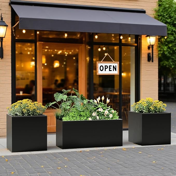 Metal Large Planter Box 15" W x 38" L x 16.25" H, Heavy Duty Tall Rectangle - Image 6