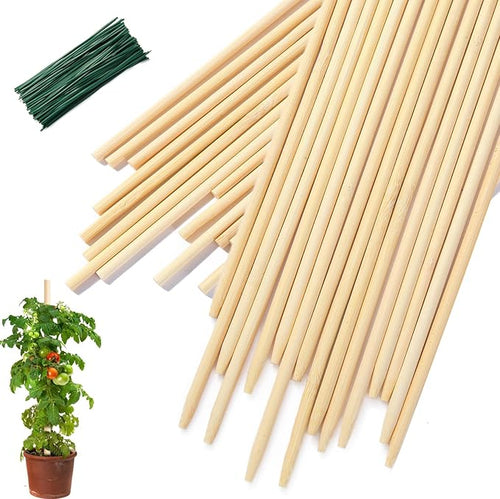 120 PCS Bamboo Plant Stakes 18 Inch, Wood Plant Support by CJFocus