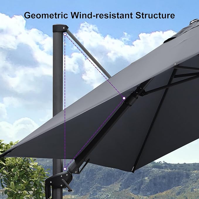 PURPLE LEAF 11.5' X 8.2' Tilting Patio Umbrella - Image 9