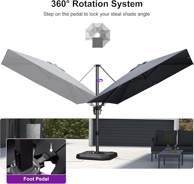 PURPLE LEAF 8.8' X 8.8' Left-right Tilt Patio Umbrella Outdoor Cantilever - Image 7