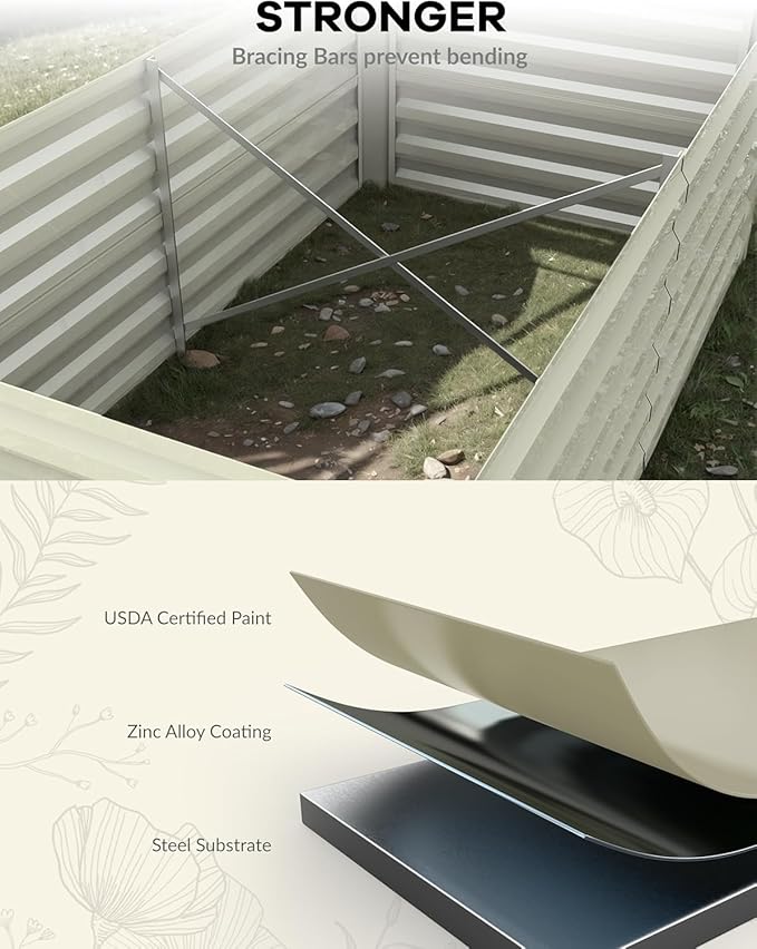 Garvee 2PCS 6x3x2ft Galvanized Raised Garden Bed Outdoor, Rust-Resistant Raised - Image 2