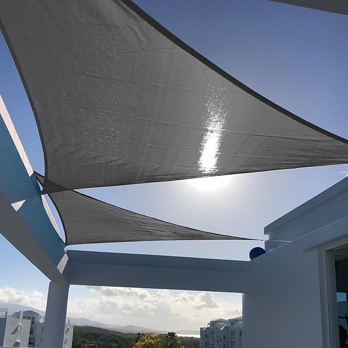 SUNNY GUARD Custom Size 6'x14'x14' Triangle Dark Grey UV Block Sunshade by SUNNYGUARD