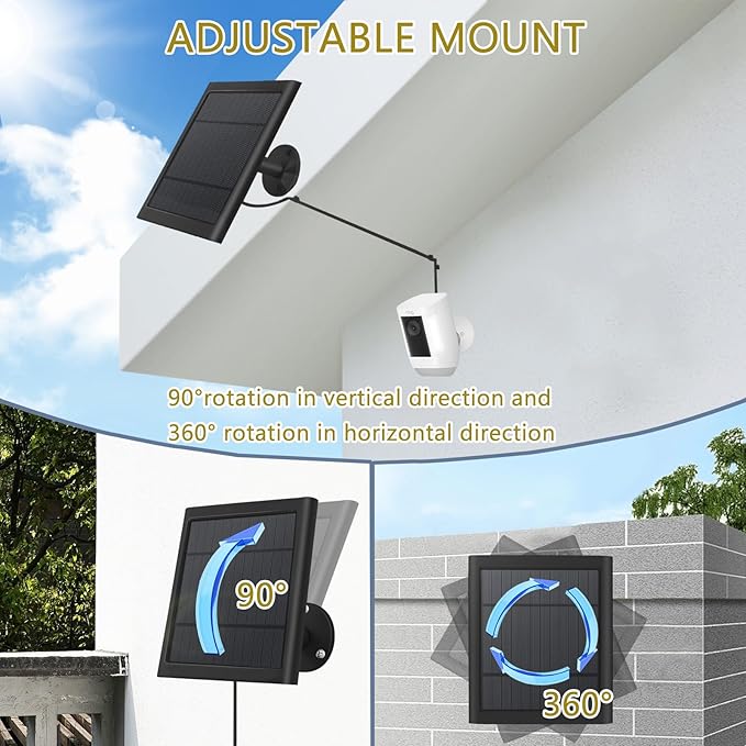 1 Pack - Solar Panel for Ring Security Camera Spotlight Cam Plus/Pro Stick Up - Image 3