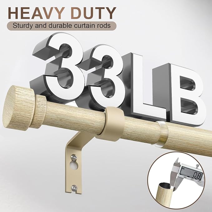 Antique White Curtain Rods for Windows 66 to 120 Inches Heavy Duty Adjustable - Image 5