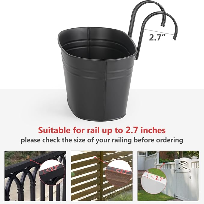 Dahey 10.5 Inch Metal Iron Hanging Flower Pots - Image 5
