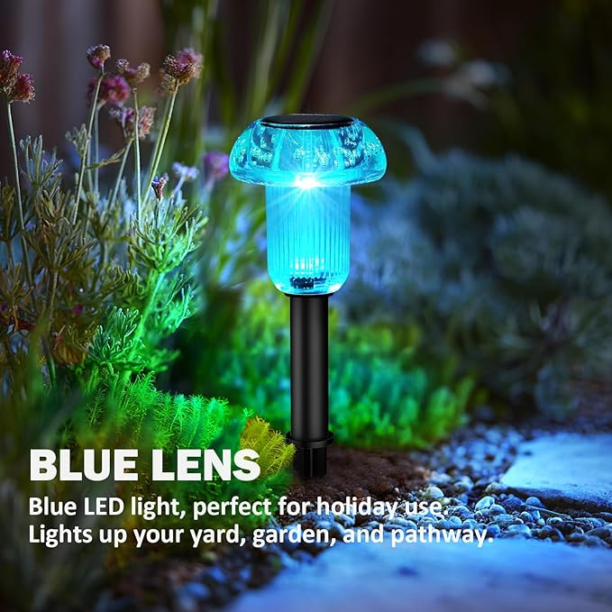 Easter Solar Pathway Lights Outdoor Decorative 4 Pack, 4 color LED Mushroom - Image 3