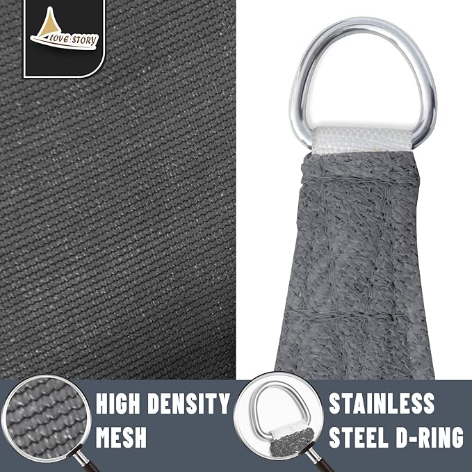 LOVE STORY Custom Size 7'x10' Dark Grey Sun Shade Sail Rectangle UV Block - Image 5
